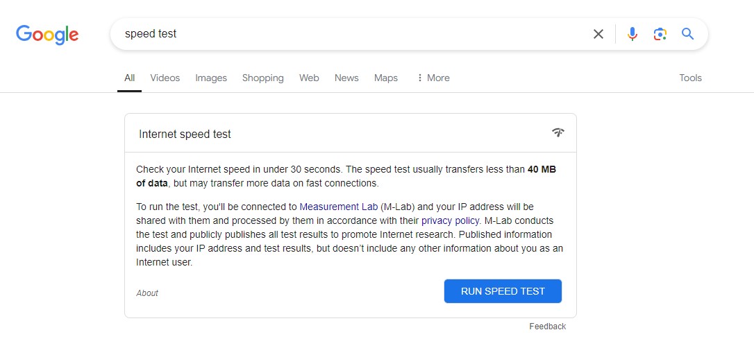 google speed test